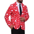 thumbnail image 4 of Blazers de puntos de lunares Lars Amadeus para hombres, corte slim fit, chaquetas deportivas de un botón, color rojo claro, 4 of 5