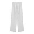 thumbnail image 4 of Outfmvch Flowy Pants Beach Travel Drawstring Wide Plus Size Relaxed Fit Beach Vacation Khaki Pants Dress Pants High Waisted Linen Trousers Beach Wear for Women White M, 4 of 9