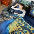 thumbnail image 4 of Castle Fairy Female Men Women Animal Peacock Twin Bedding Sets 7-Piece,Exotic Style Bedding Comforter Set Microfiber,Jungle Woodland Wildlife Breathable Sheet Sets,Breathable Home Decor,Reversible, 4 of 8