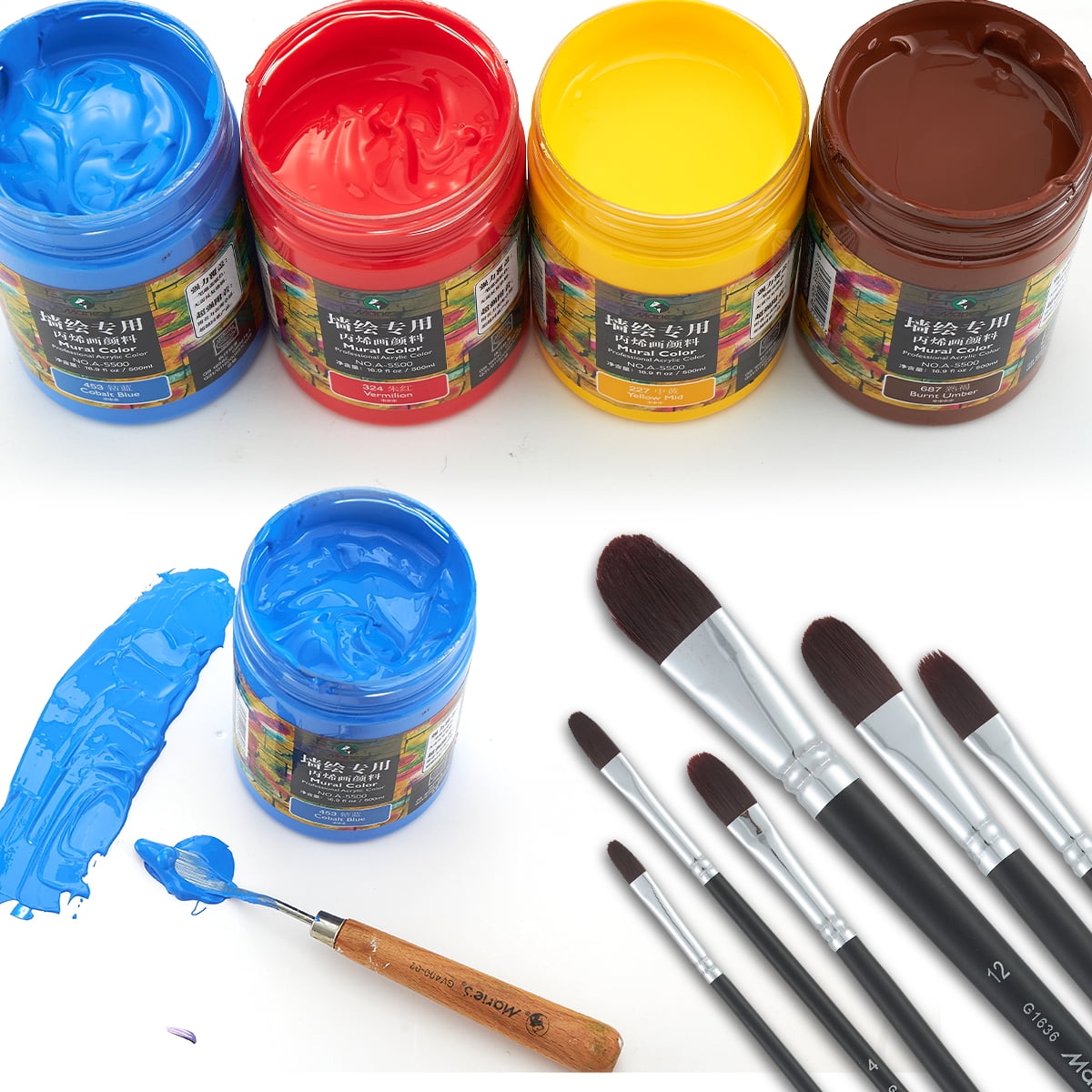 Acrylic Paint for Wall Art, 500ml(16.9Fl Oz), Rich Pigment, Waterproof Paint for Canvas/Wood/Clay, DIY Craft Supplies