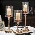 thumbnail image 3 of Bewildely Candelabro de vidrio Candelabro de pie estable Candelabro de estilo europeo Luz de banquete Candelabro multiusos Decoración para el hogar Decoración del hogar Numero 3 Bewildely HA026767-03, 3 of 6