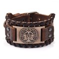 thumbnail image 1 of Pulsera de Cuero Vikinga Yggdrasil Árbol de la Vida, Paz y Armonia, ajustable para Hombre Mujer Novio Pareja Enamorado. Amuleto Nórdico - Cafe MADIOLA Vikingo Yggdrasil, 1 of 6