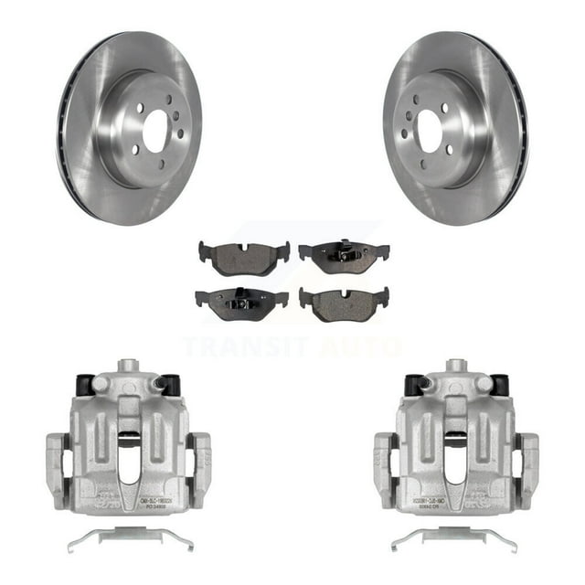 Transit Auto Rear Disc Brake Caliper Rotors and Semi-Metallic Pads Kit for Car 2013 BMW 328i xDrive Coupe with 3.0L with 345mm Diameter Rotor KC8-100668P
