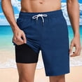 thumbnail image 2 of Mens 2 in 1 Running Workout Shorts with Compression Liner, Gym Athletic Quick Dry Sport Shorts with Pockets Size 3XL Navy, 2 of 6
