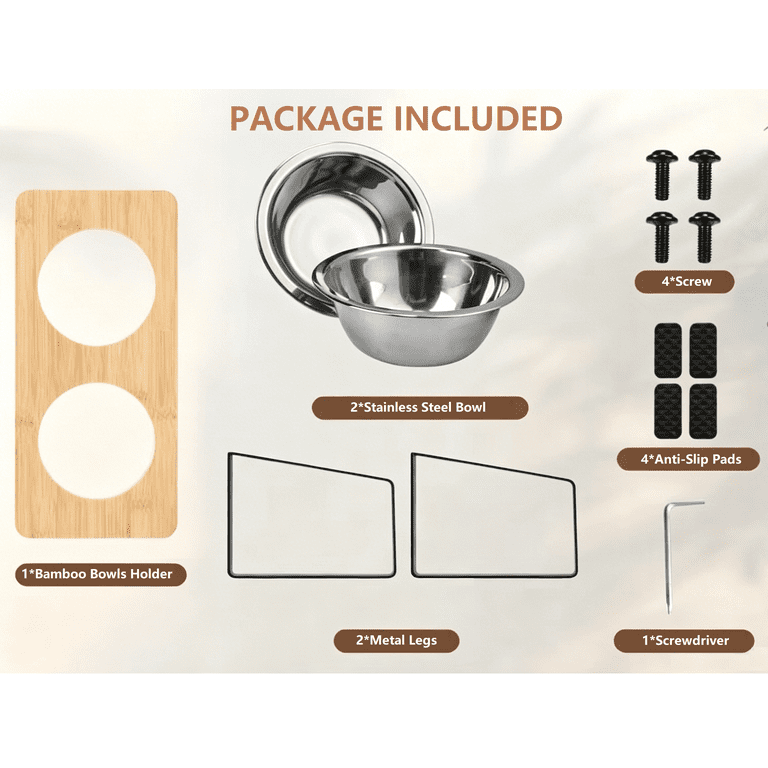 BEVTEE Elevated Tilted Cat Bowl Set with Iron Wood Stand, 15° photo 7