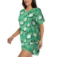 thumbnail image 2 of Susaid Sheep Zzz Print Women's Pajama Set, Button-Up Sleepwear with Elastic Waist Shorts, Perfect for Lounging, Yoga, Beach, and Casual Wear-4X-Large, 2 of 7