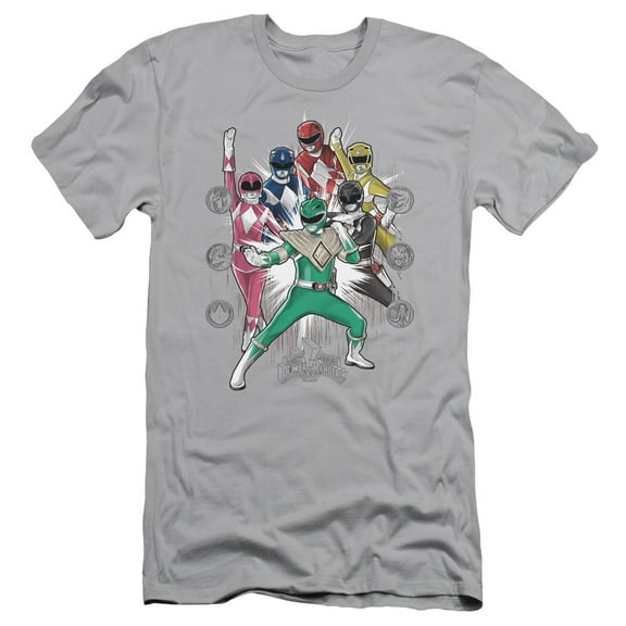 Power Rangers Ranger Manga Adult 30/1 T-Shirt Silver