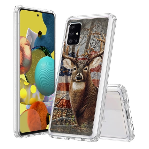 Beyond Cell Shock-Absorption Bumper Cover Compatible With Samsung Galaxy A51 5G Deer Outdoors Buck Flag