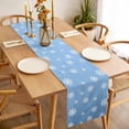 thumbnail image 3 of Christmas Sky Blue Table Runner 90 Inches Long Farmhouse Dress Scarves, Xmas Snowflakes Winter Minimalist Dining Tablerunner for Coffee Table/Kitchen Island/Party Décor, 13" x 90", 3 of 8