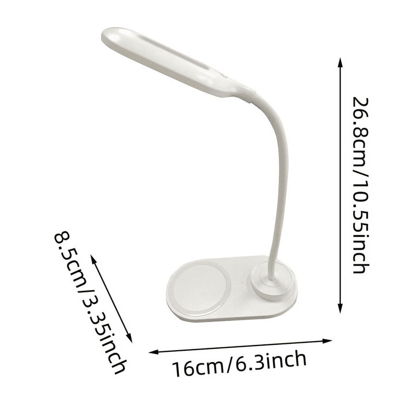 LED Desk Lamp with Wireless Charger - Dimmable 3-Color Eye Care Reading Light - Flexible Gooseneck Study Lamp with USB Port for Home Office, Bedroom, College Dorm - Touch Control