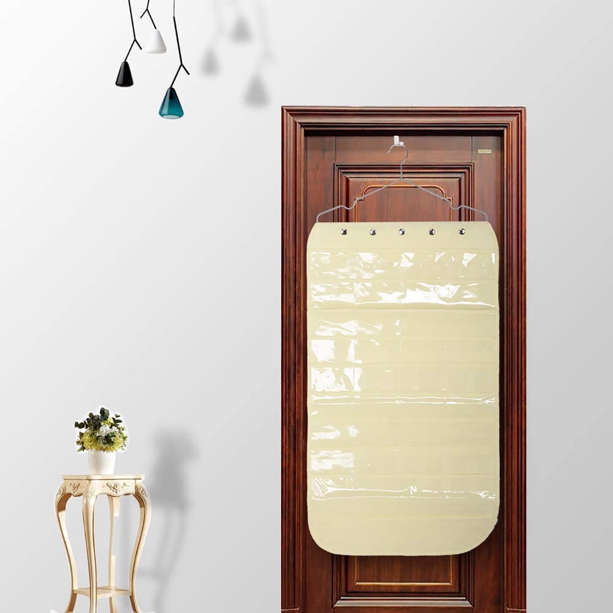 Kepooman Dual-sided Hanging Jewelry Organizer with 40 Pockets & 20 Hook & Loops Necklace Holder & Hanger, Beige Kepooman Dual-sided Hanging Jewelry Organizer with 40 Pockets & 20 Hook & Loops Necklace Holder & Hanger, Beige