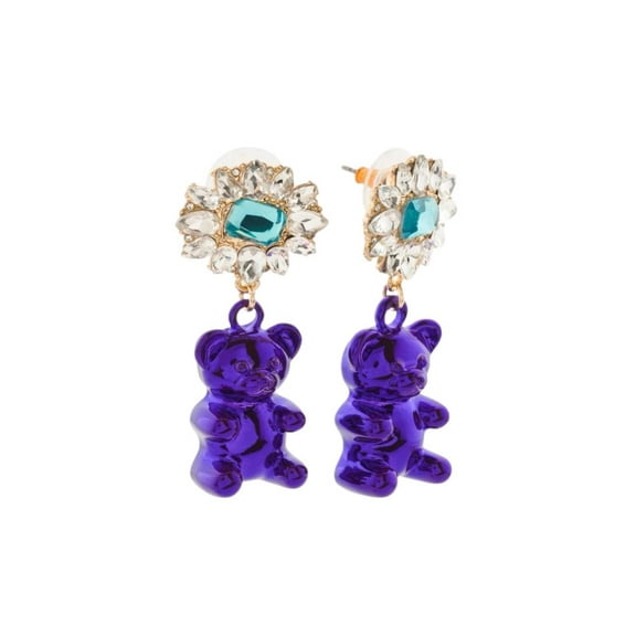Betsey Johnson Women's Gummy Bear Gem Stud Earrings Purple