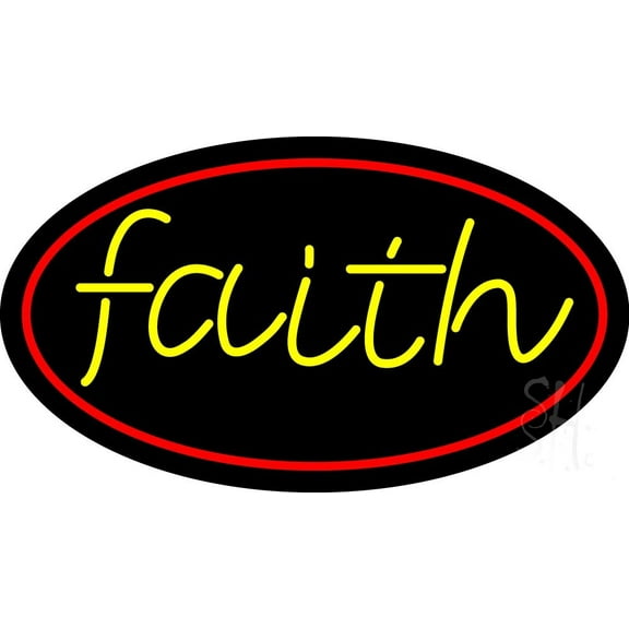 Yellow Faith LED Neon Sign 13 x 24 - inches Black Square Cut Acrylic Backing, with Dimmer - Premium built indoor Sign for Home décor, Event, Religious place, Store interior, Office.