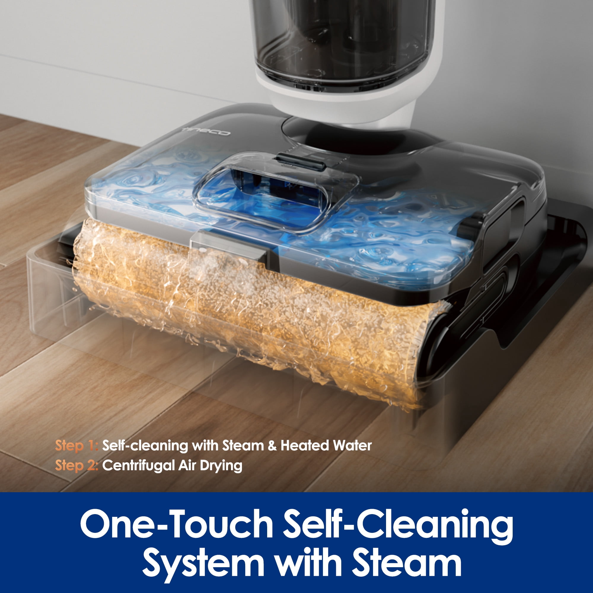 Tineco FLOOR ONE S6 Stretch Steam Corded Wet Dry Vacuum Mop, 3-in-1 Steam Cleaning, 180° Lay-Flat Design, Anti-Tangle, Self-Cleaning System for Sealed Hard Floors