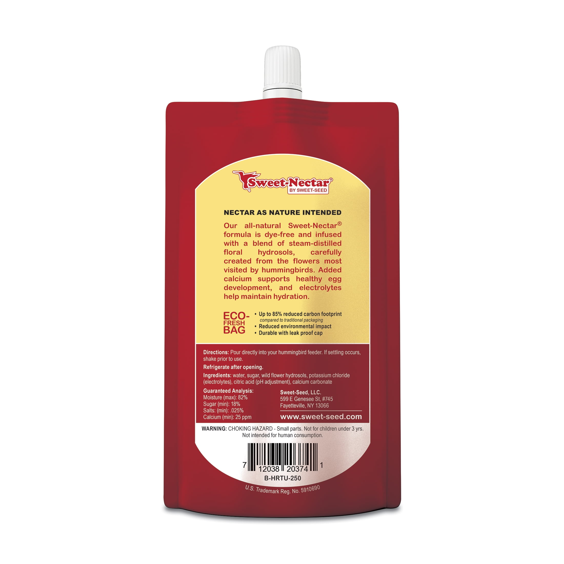 (2 pack) Sweet-Seed Sweet-Nectar® Ready-to-Use Hummingbird Nectar, Dye-Free, 8 fl oz Pouch