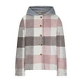 Women Plaid Button down Jacket Hoodie Button up Oversized Coat