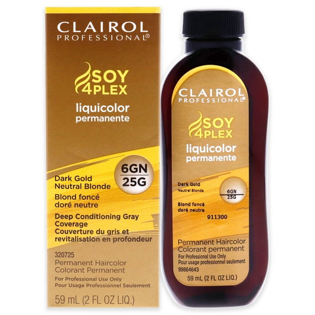 Clairol Color de pelo Color de cabello permanente Liquicolor profesional - Rubio neutro dorado oscuro 25G 2 oz Clairol Professional Clairol Color de pelo 2 oz