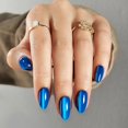 thumbnail image 1 of Pantalones cortos de gel suave ShangMeng Blue Cat Eye Almond de Press on Nails, 1 of 8
