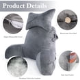 thumbnail image 2 of PHOGARY Reading Pillow, 23" Backrest Pillow with Arms and Pocket, Bed Rest Pillow with Detachable Neck Roll, Watching TV Bed Rest Reading Gaming Pillow for Adult Kids, Light Grey, 2 of 7