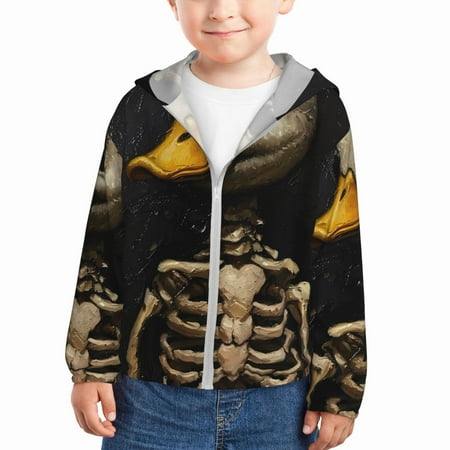 

Ocsxa Duck Bones Print Kids Active Zipper Sun Protection Jacket Boys Girls Hooded Cooling Shirt-5 Years