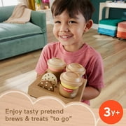 Fisher-Price Wooden Coffee to Go Set, 15-Piece Cafe Shop Playset Toddler, Ages 3-5 Years