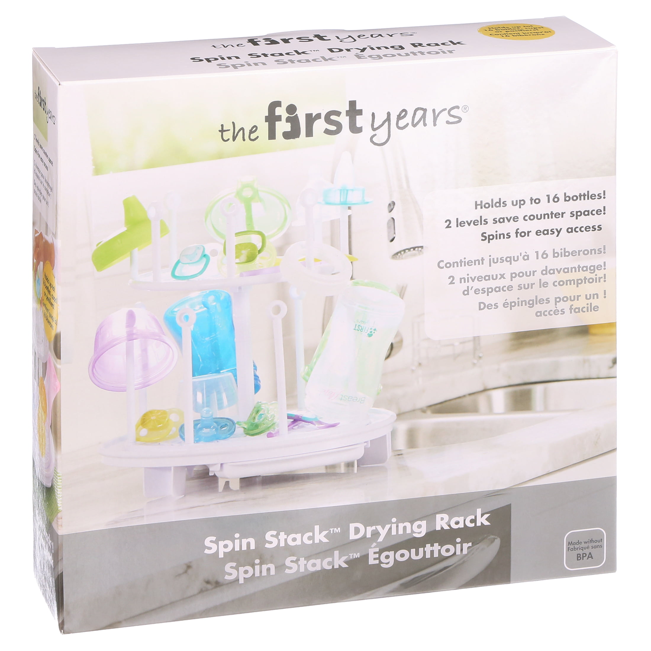 Sprucely Bottle Drying Rack in White/Sage