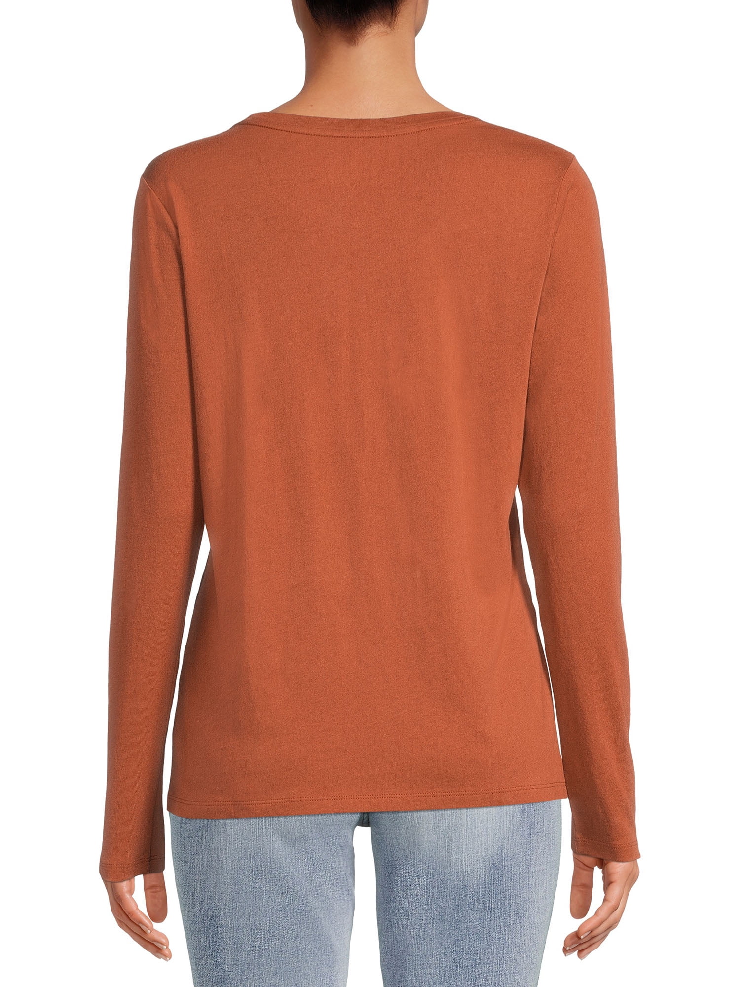 Time And Tru Women's Crewneck Tee with Long Sleeves
