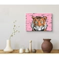 thumbnail image 3 of wall26 Canvas Print Wall Art Cartoon Style Tiger on Pink Background Graffiti &amp; Street Art Nature Illustrations Pop Art Animals Multicolor Dark for Living Room, Bedroom, Office - 32"x48", 3 of 5
