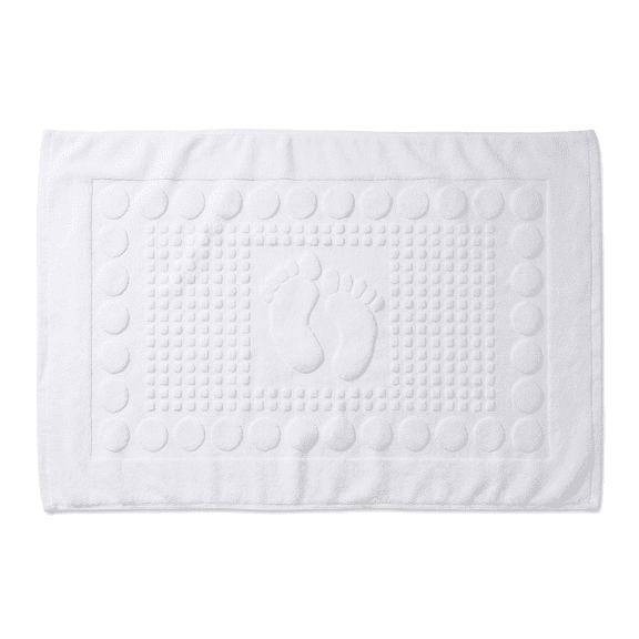 Bath Mats [Not a Bathroom Rug] Cotton Banded Machine Washable Shower Bathroom Floor Towel Terry Towelling Tub Shower Bathroom Mat (Feet White)