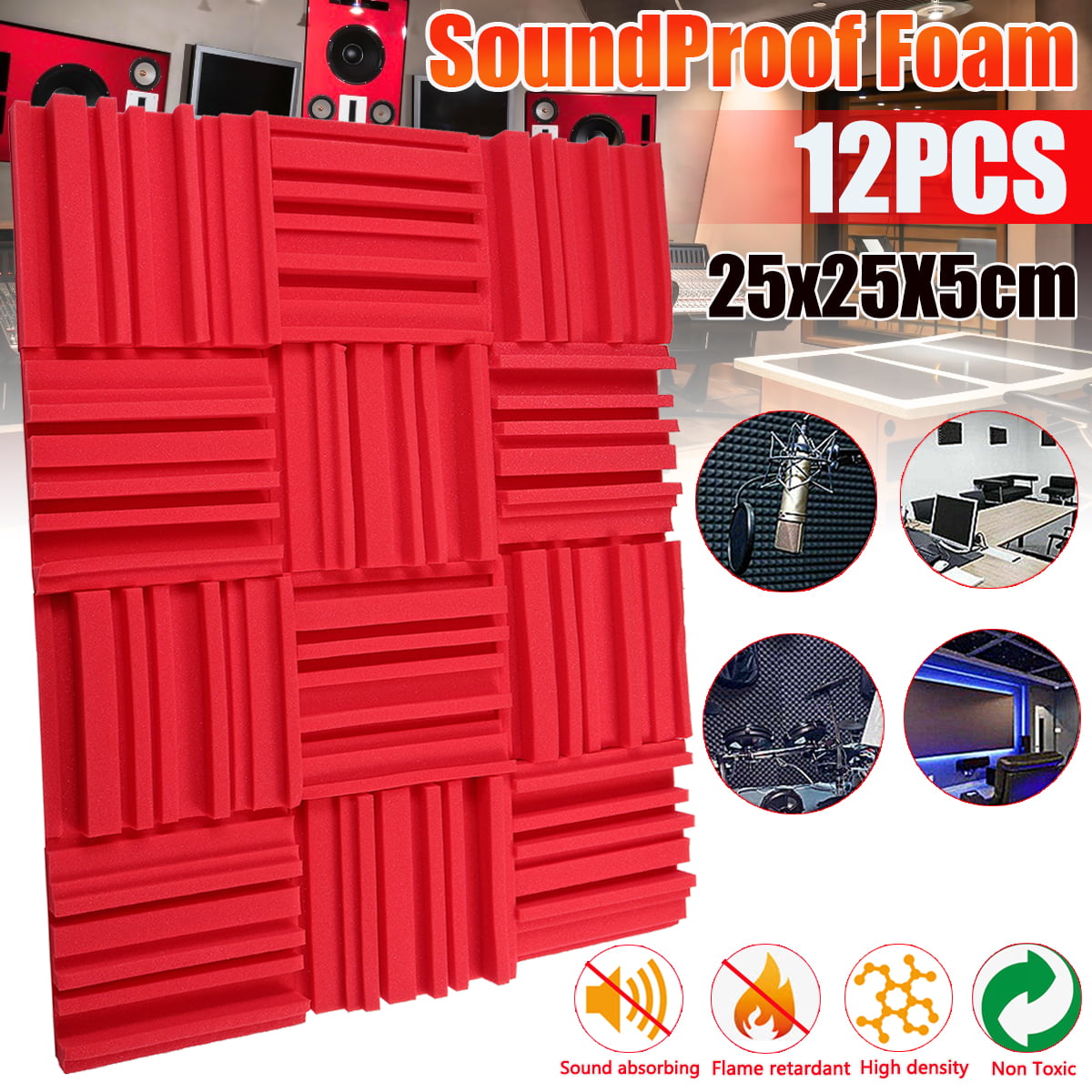 25x25X5CM Studio Acoustic Absorption Foam Sound Noise Insulation Panel Tile KTV 