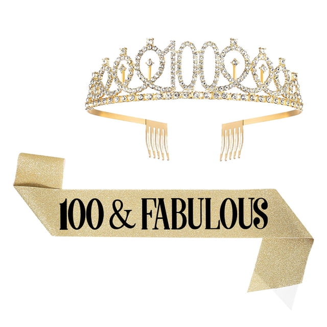 Diadema para el pelo con banda y corona para mujer, regalo de cumpleaños número 100 para celebración número 100, multicolor