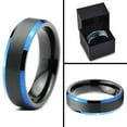 thumbnail image 4 of P. Manoukian Tungsten Wedding Band Ring 6mm for Men Women Black Blue Beveled Edge Brushed Lifetime Guarantee Size 10, 4 of 4