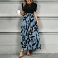 thumbnail image 6 of Womens Short Sleeve Maxi Dresses Empire Waist Long Dress Blue XXL, 6 of 6