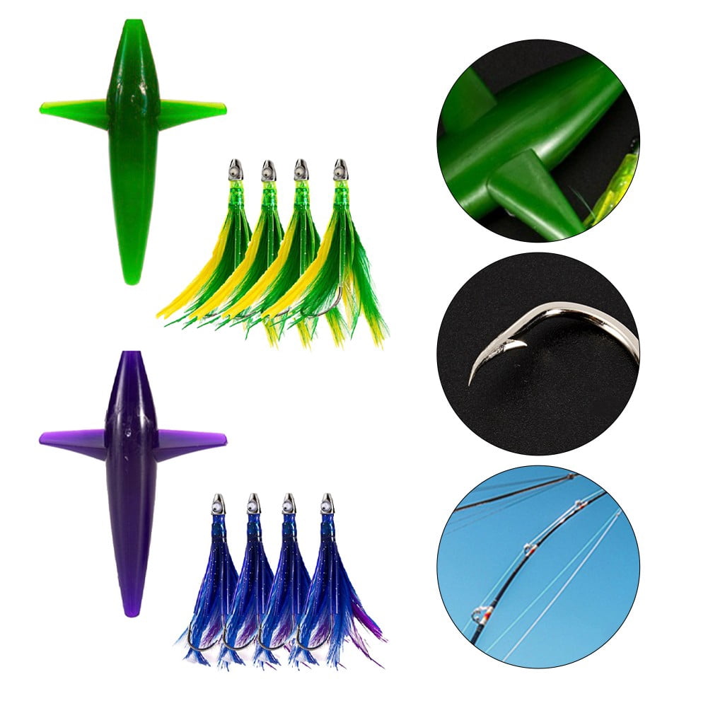 Feather Trolling Skirt Tuna Lure for Big Game Fishing Rigged with Steel Hook