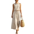 thumbnail image 2 of Women's Elegant Long Skirt for Formal Wear Matching Two Piece Outfit Set Beige L, 2 of 5