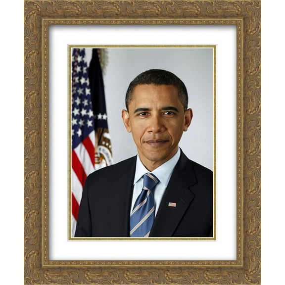Official portrait of President-elect Barack Obama 18x24 Double Matted Gold Ornate Framed Art Print