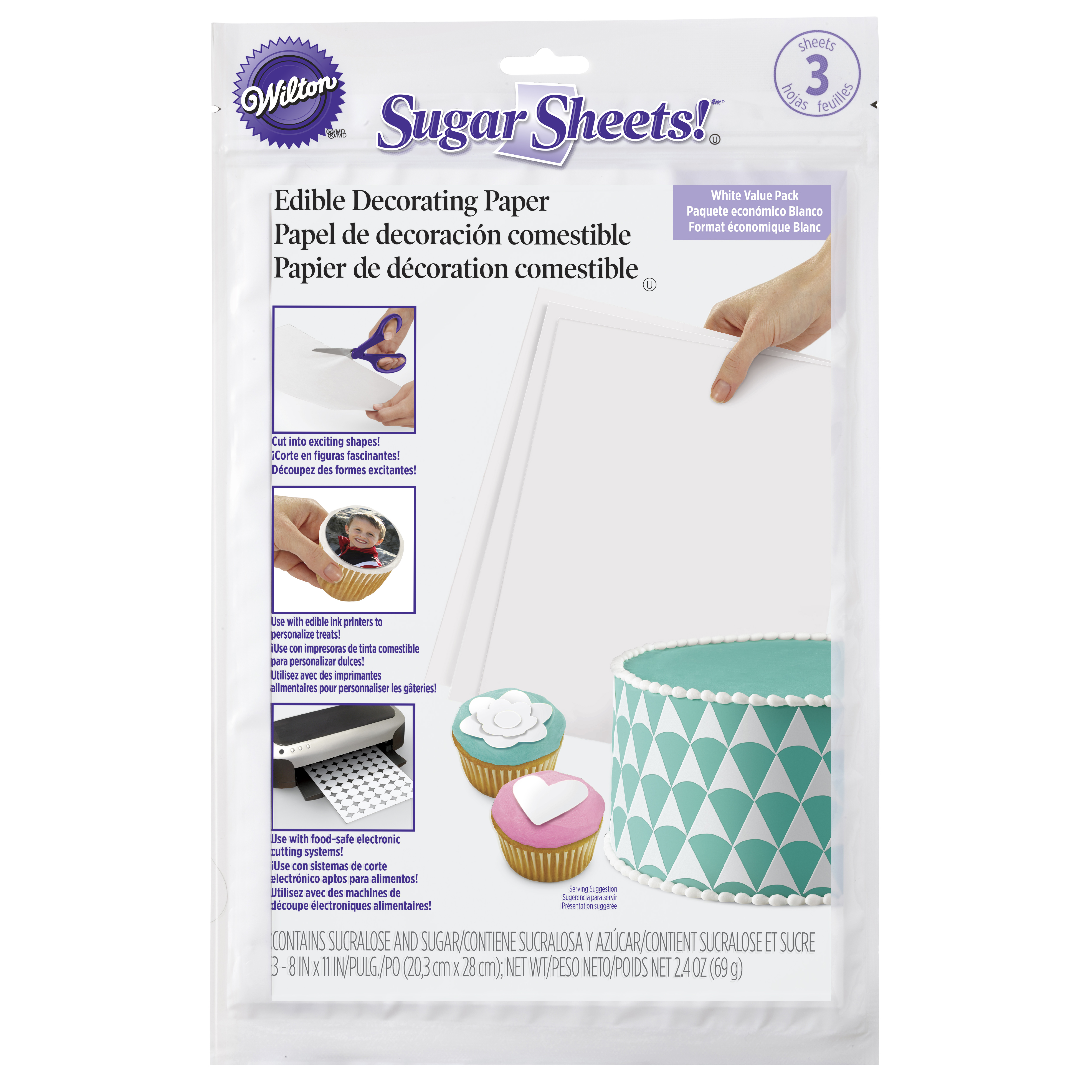 Wilton White Sugar Sheets Edible Decorating Paper 3 Count Walmart Com Walmart Com