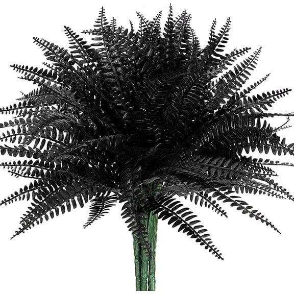 Viworld 6Pack Artificial Black Boston Fern, Fake Persian Fern Faux Ferns Fern Bush Plant for for Home Garden Party Thanksgiving Halloween Decor