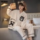 thumbnail image 3 of Conjunto de pijamas de franela suave y grueso de invierno para mujer, cárdigan estilo kimono japonés para niñas, ropa de dormir de peluche, pijamas térmicos con cuello en V para mujer, 3 of 5