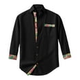 thumbnail image 6 of USNSM Men's Hawaiian Shirt Linen Long Sleeve Regular Fit Collar Button Down Shirt Casual Print Shirts with Pocket Black XXXL, 6 of 6