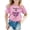 Pink, variant on Girls Carnival Print Short Sleeve T-Shirt Colorful Festival Graphic Tee for Kids Comfortable Round Neck Top