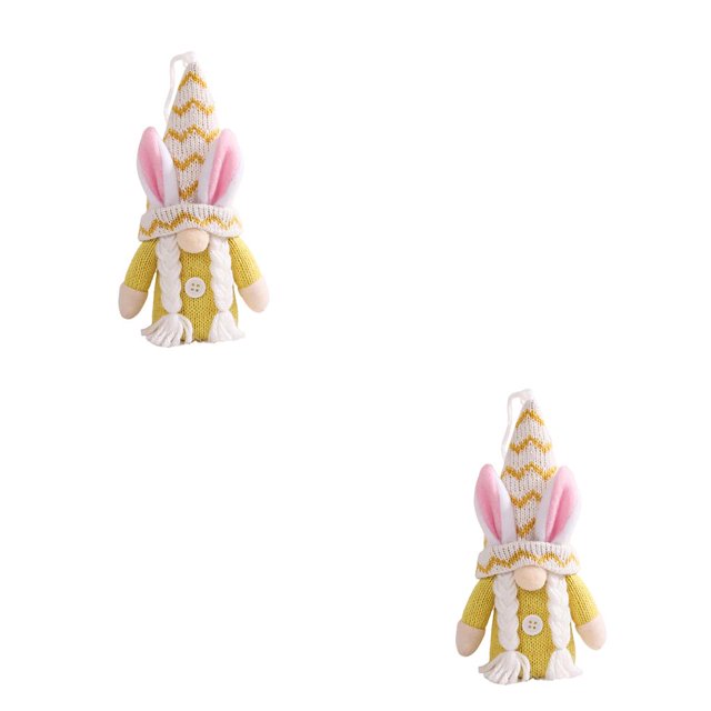 Inteprter Decoraciones de Pascua, diseño de escena, colgantes, muñecas con Orejas de conejo, decoración colgante, muñeco de gnomo tejido, Type1 NO1