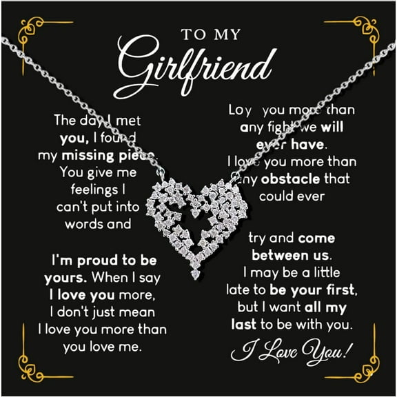 Gifts Quality for Girlfriend Necklace for Girlfriend Silver Heart Necklace for Women Birthday Jewelry I Love You Gifts for Her from Boyfriend[r371]