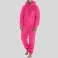 thumbnail image 2 of Cozy Thermal Jumpsuit for Everyday Casual Wear with Zip Front Lined Comfort and Relaxed Fit Nighttime Pajama Piece, Hot Pink, XXXXXL, 2 of 6