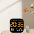 thumbnail image 2 of Reloj despertador digital con calendario y ajuste de brillo de 10 niveles. Configuración de alarma. Naranja, 2 of 9