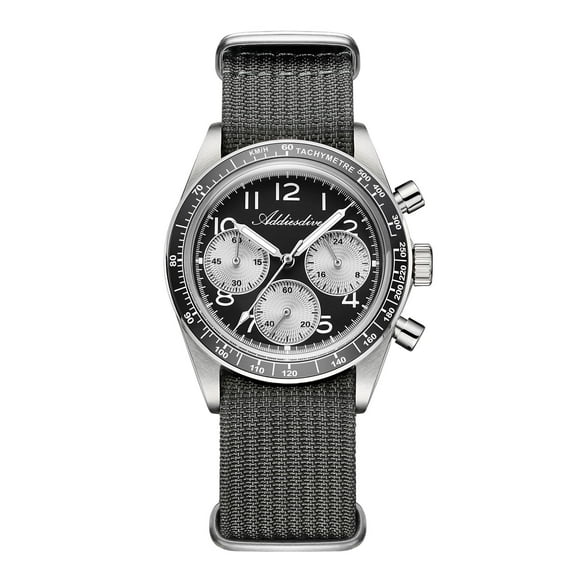 ADDIESDIVE Men's Dive Watch Chronograph, 100m Waterproof, Japanese VK63 Quartz Movement, Ceramic Bezel, Luminous, 37mm Stainless Steel Watch