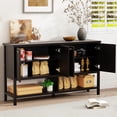 thumbnail image 5 of 59" Sideboard Buffet Cabinet – Fluted 4-Door Storage, Farmhouse Accent Sideboard Large Console Table for Kitchen or Hallway, 5 of 9