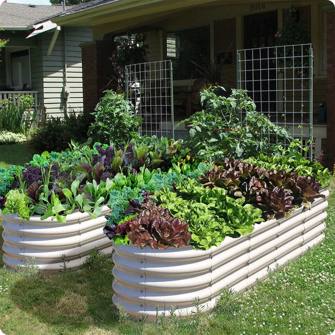 Olle Gardens 17" Tall 12-in-1 Raised Bed Garden in Ivory