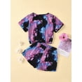 thumbnail image 4 of Emmababy Kids Girls Tie-Dye 2 Pieces Short Sets Short Sleeve Pullover Shorts with Pockets Summer Outfit Set, 4 of 6