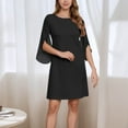 thumbnail image 2 of Summer Dresses for Women 2025 Casual Elegant Round Neck Cape Sleeve Flowy Party Dress for Daily Wear and Events Wedding Guest Dress Black L, 2 of 4